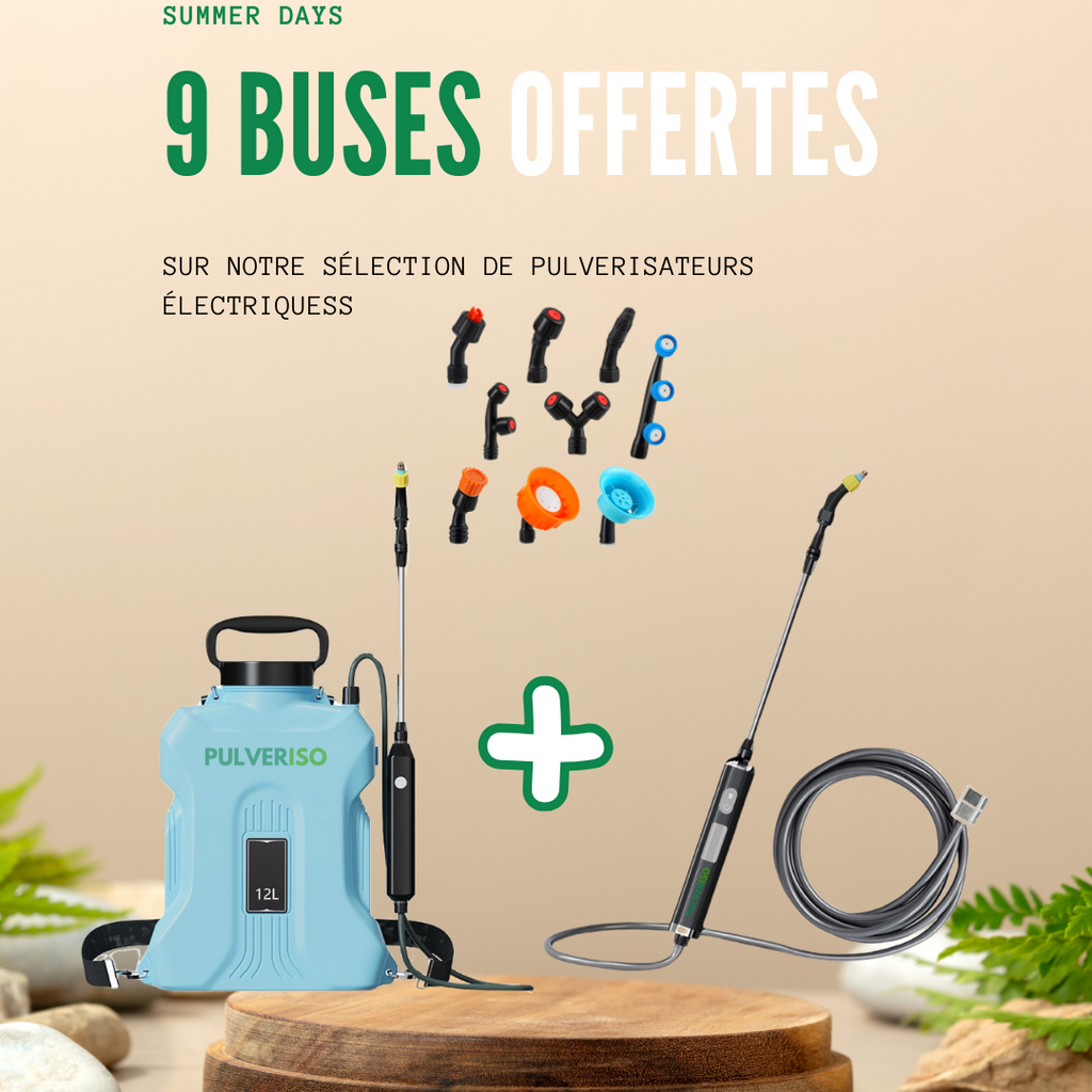 PULVÉRISATEUR A DOS 12L + LANCE TÉLESCOPIQUE PULVÉRISATEUR 10m + BUSES OFFERTES